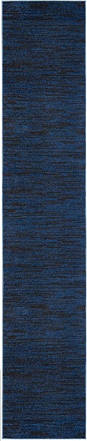 Nourison Essentials Indoor/Outdoor Midnight Blue 2'2" x 12' Area Rug, Easy Cleaning, Non Shedding, Bed Room, Living Room, Dining Room, Backyard, Deck, Patio (2x12)