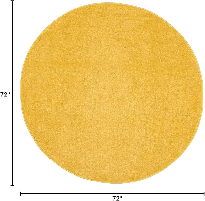 Nourison Essentials Indoor/Outdoor Yellow 6' x Round Area Rug, Easy Cleaning, Non Shedding, Bed Room, Living Room, Dining Room, Backyard, Deck, Patio (6 Round)