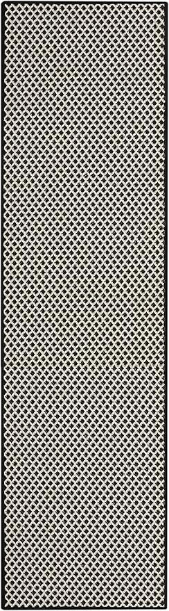 Nourison Courtyard Black White 2' x 6' Area Rug - Easy Clean, Non Shedding, Bed Room, Living Room, Dining Room, Kitchen (6' Runner)
