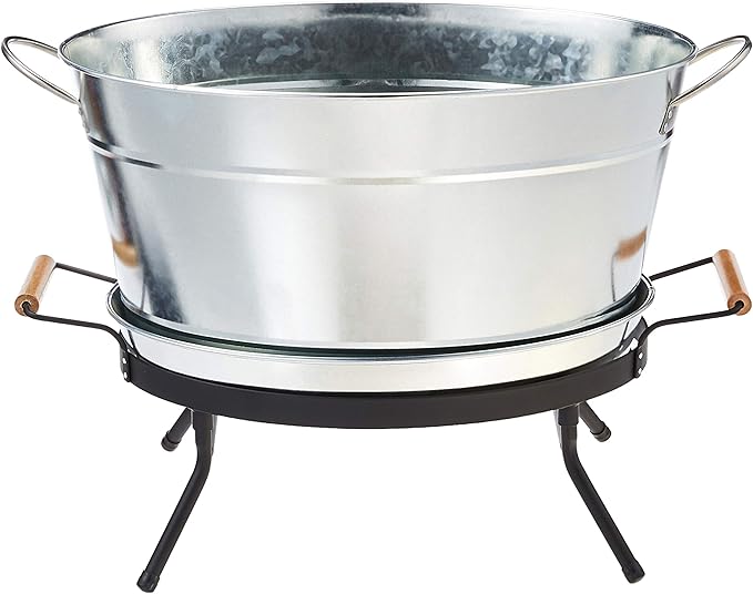 Tablecraft Beverage Tub Set, 6 Gallon, Galvanized/Black