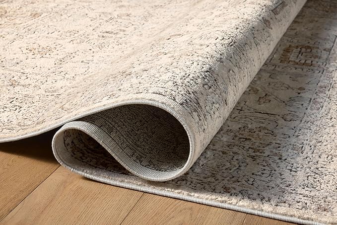 Loloi Teagan Collection 6'-7" x 9'-2" Area Rug in Ivory/Sand - Large, Soft Neutral Rug, High-Traffic Area Rug for Living Room, Bedroom, Home Office, Dining Area