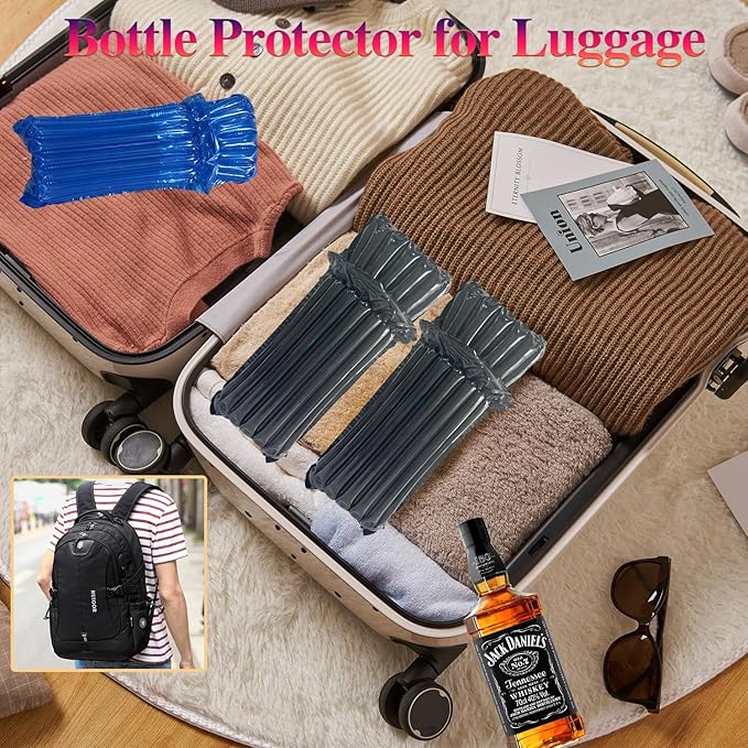 Wine Travel Bags for Wine Bottles,16 Packs Inflatable Wine Protector Bags for Travel,Reusable Bottle Shipping Protector