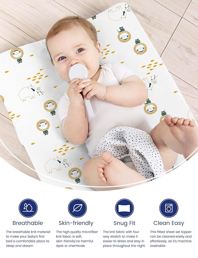 TotAha Changing Pad Cover, Buttery Soft Diaper Changing Pad Covers for Girls Boys, Super Stretchy Jersey Knit Changing Table Covers, 5'' Deep Pocket, 2 Pack