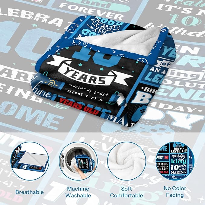 Gifts for 10 Year Old Boys, 10 Year Old Boy Birthday Gift, Kids Blanket 60 x 50 Inches Warm Flannel Boys Throw Blankets for Boys 10 Year Old Boy Gifts Ideas, 10 Year Old Boy Gifts