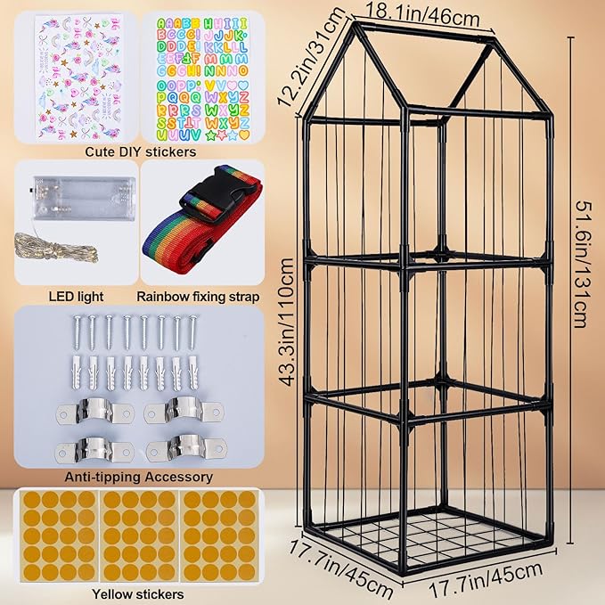 Stuffed Animals Storage Zoo Plushies Toy Storage Organizer Unicorn Castle PVC Stuffed Animals Holder Kids Toy Storage Playroom Nursery Storage Shelf