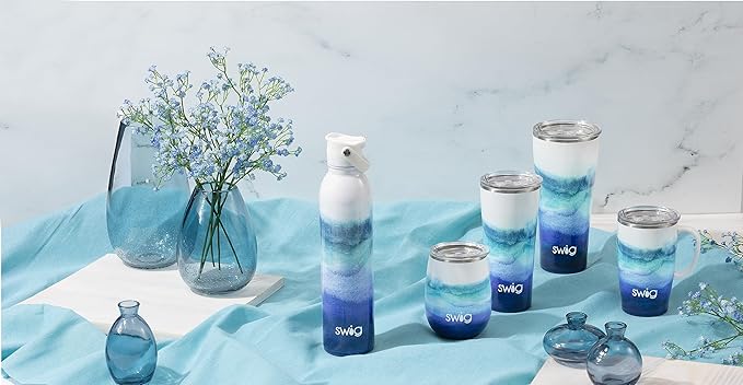 Swig Life 26oz Insulated Water Bottle, Travel Water Bottle with Straw and Lid, Cup Holder Friendly Water Bottles, Stainless Steel Water Bottle, 26 oz Tumbler, Reusable Water Bottle with Lid (Sapphire)