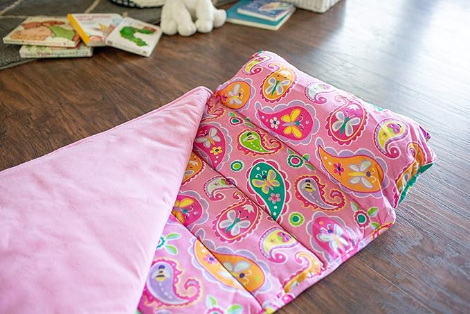 Wildkin Original Nap Mat with Reusable Pillow for Boys & Girls, Ideal for Sleepovers, Equipped with Hook & Loop Fastener, Made from Cotton Blend Materials - Nap Mat for Kids