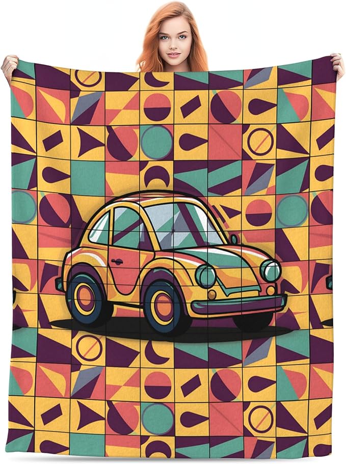 Cute Cartoon Flannel Blanket for Kids, 50" L x 60" W Inches โ Soft and Cozy Plush Throw Blanket for Boys and Girls โ Perfect for Bed, Couch, or Travel (Car)