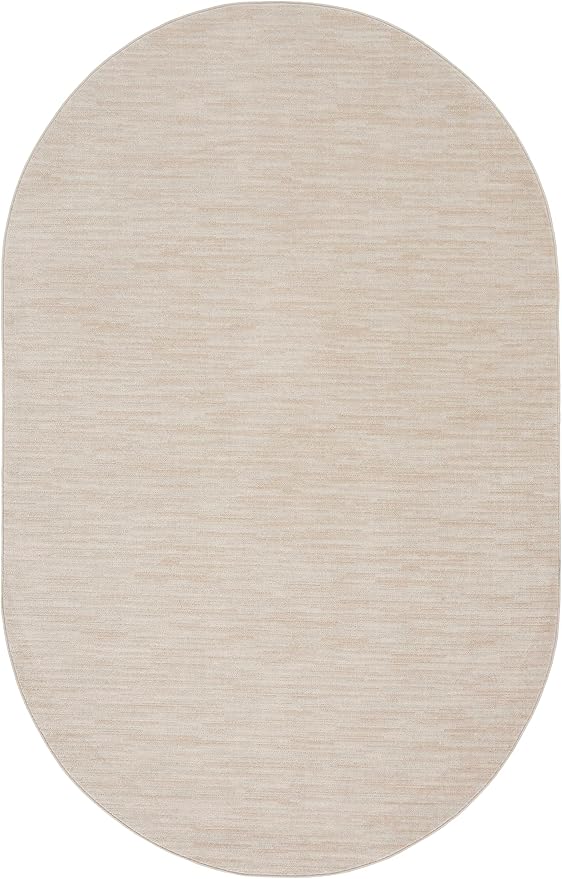 Nourison Essentials Indoor/Outdoor Ivory Beige 6' x 9' Oval Area Rug, Easy Cleaning, Non Shedding, Bed Room, Living Room, Dining Room, Backyard, Deck, Patio (6x9 Oval)