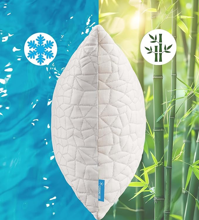 Cooling Shredded Memory Foam Body Pillow - Adjustable Fluffy Body Pillows for Adults - Large Long Bed Pillows for Sleeping with Washable Cover - 20x54 inch