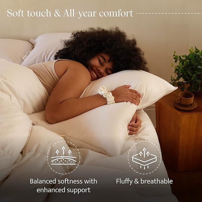 Double Stitch Luxury US White Down Pillow - Made in Canada, 400 Thread Count 100% Cotton Shell, Soft 700 Fill Power Down Bed Pillow, Soft Sleeping Pillow 3-Chamber, Standard(20" x 26") 