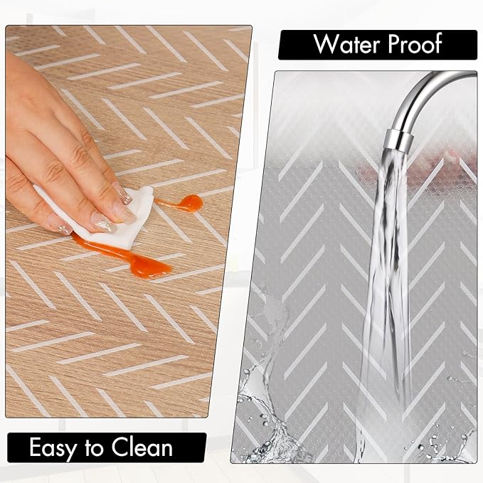 Cooyes Shelf Liner – Non-Slip Shelf Liners for Kitchen Cabinets – Waterproof Shelf Paper with Modern Pattern – Durable EVA Cabinet Liners
