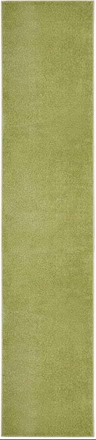 Nourison Essentials Solid Indoor/Outdoor Green 2'2" x 18 Area Rug, Easy Cleaning, Non Shedding, Bed Room, Living Room, Dining Room, Deck, Patio, Backyard (2x18)