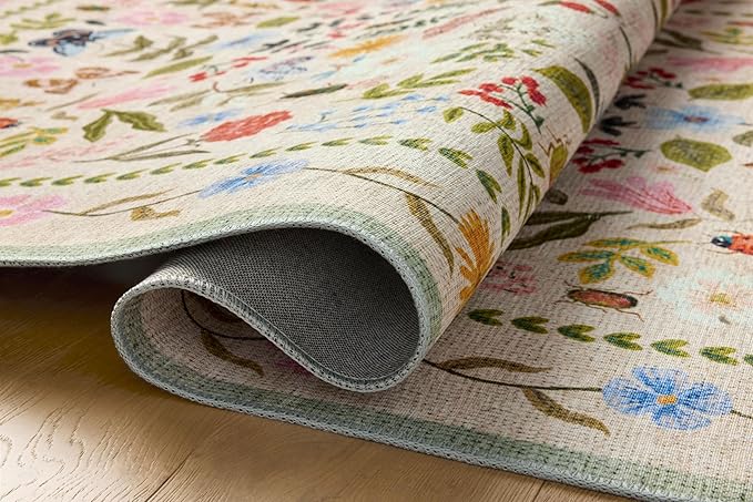 Loloi Rifle Paper Co. Canopy Collection CNP-04 Cream/Multi 5'-0" x 5'-0" Round Accent Rug