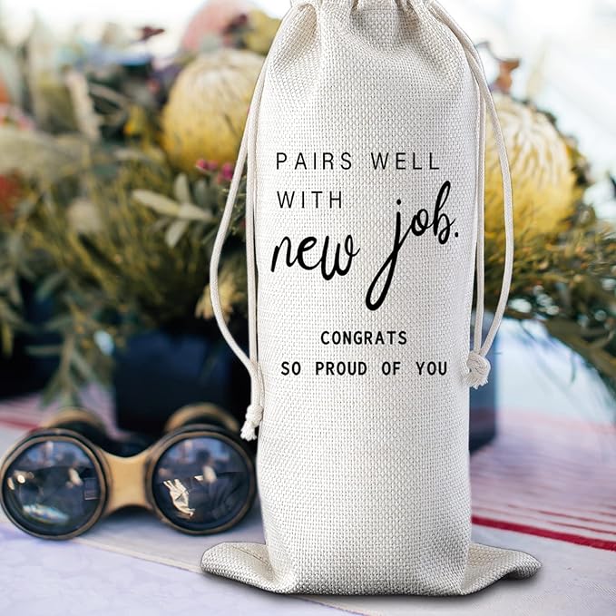 New Job Gifts Pairs Well with New Job Congrats So Proud of You Wine Bag Congratulations Gifts for Men or Women Going Away Gift for Coworker Farewell Gift for Boss Champagne Wine Bags Gift
