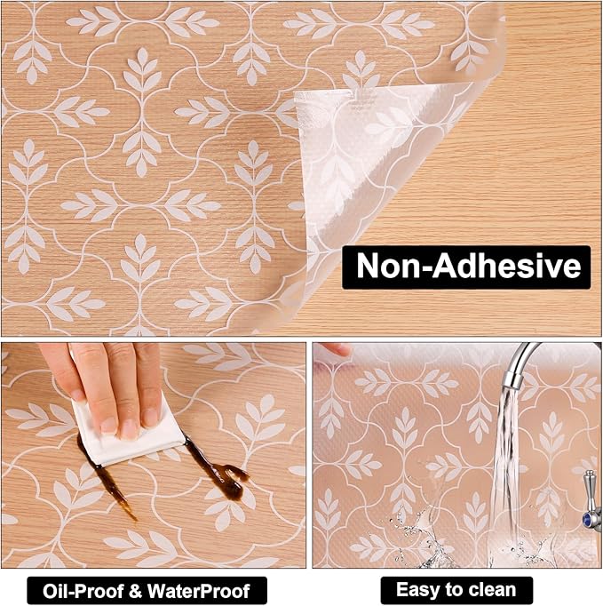 Cooyes Shelf Liner Drawer Liners, Shelf Liners for Kitchen Cabinets, Non Adhesive Cabinet Liner, EVA Waterproof Non-Slip Refrigerator Liners for Kitchen, Drawer (Transparent, 11.8 in x 19.7ft)