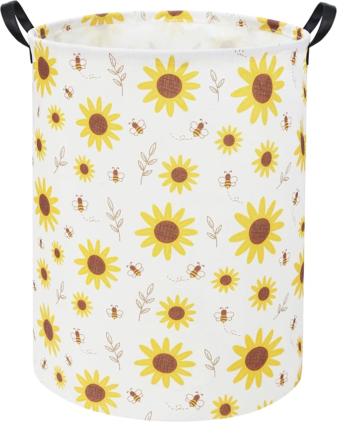 Sunflower Kids Laundry Basket Baby Hamper Sunflower Toy Storage Bin for Boys Room Decor Baby Nursery Hamper Gift Baskets for Bedroom Bathroom(Sunflower)