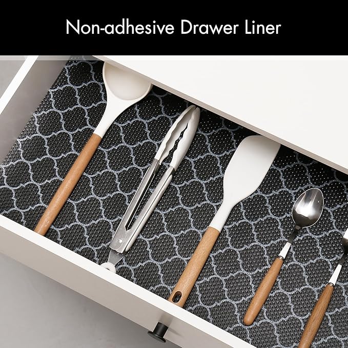 Cooyes Shelf Liner – Non-Slip Shelf Liners for Kitchen Cabinets – Waterproof Shelf Paper with Modern Pattern – Durable EVA Cabinet Liners