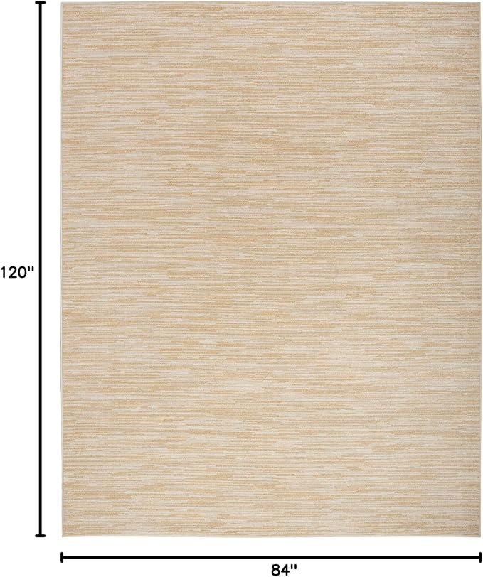Nourison Essentials Indoor/Outdoor Ivory Gold 7' x 10' Area Rug, Easy Cleaning, Non Shedding, Bed Room, Living Room, Dining Room, Backyard, Deck, Patio (7x10)