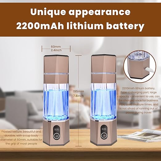 Portablely Hydrogen Generator Water Bottle,Drinking Hydrogen Water Generator, Hydrogen Rich water Generator bottle for Outdoor Sports(champagne, zbfC1champagne