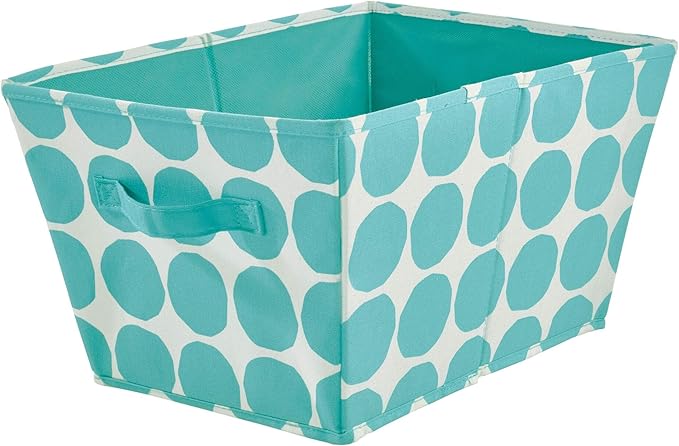 iDesign Dot Fabric Storage Bin, Angled Medium Basket Container with Dual Side Handles for Closet, Bedroom, Toys, Nursery - Teal