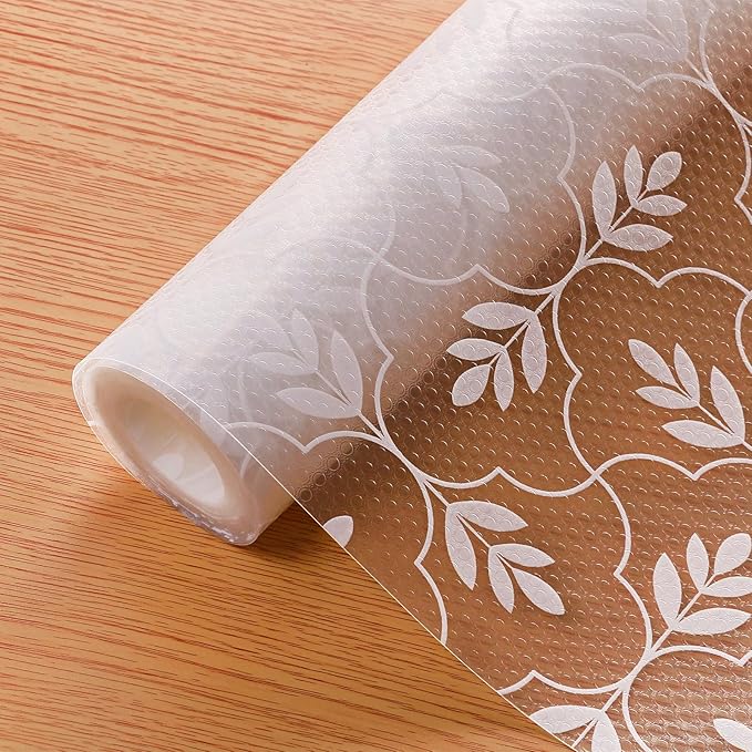 Cooyes Shelf Liner Drawer Liners, Shelf Liners for Kitchen Cabinets, Non Adhesive Cabinet Liner, EVA Waterproof Non-Slip Refrigerator Liners for Kitchen, Drawer (Transparent, 17.7 in x 6.6ft)