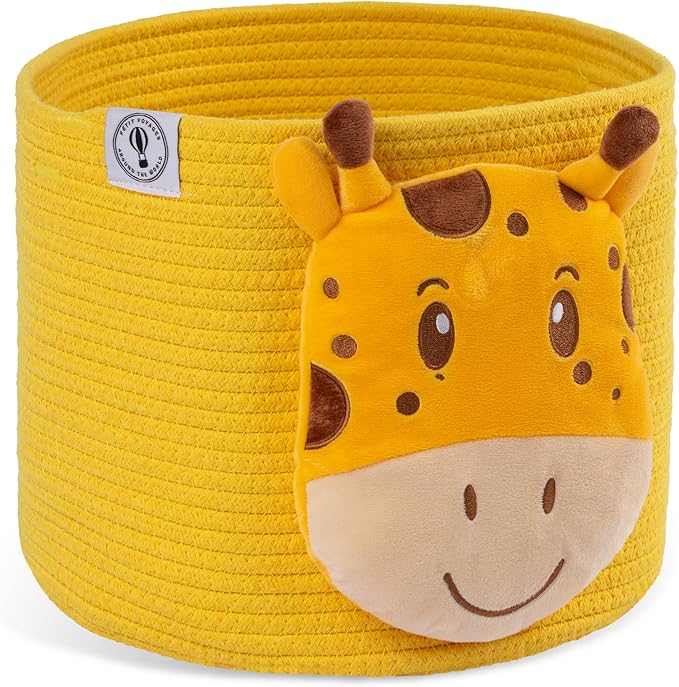 Petit Voyager Giraffe Baby Basket - Charming Cotton Rope Nursery Basket, Cute Basket for Decor and Toy Baskets for Kids Room, Decorative Animal Baskets for Nursery