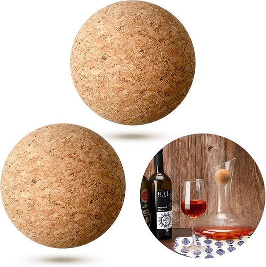 2 Pieces Wine Cork Ball Wooden Cork Ball Stopper for Wine Decanter Carafe Bottle Replacement (2.1 Inch/ 5.5 cm)