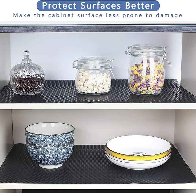 HooTown Shelf Liner Kitchen Cabinet Drawer Mats 23.6 Inch Wide x 78.7 Inch Long, Non Slip EVA Plastic Water Resistant Pad for Bathroom Drawers, Shoe Shelves, Under Sink, Black