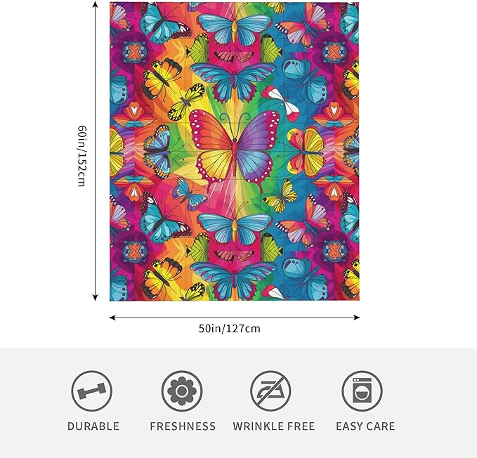 Cute Cartoon Flannel Blanket for Kids, 50" L x 60" W Inches โ Soft and Cozy Plush Throw Blanket for Boys and Girls โ Perfect for Bed, Couch, or Travel (Butterfly)