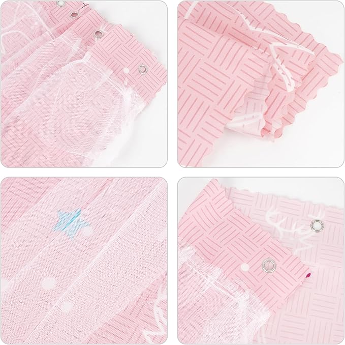 Hoce Bunk Bed Curtain Gauze Bunk Bed Curtains Drapes with Lace Privacy Dorm Bed Canopy for Bottom Twin