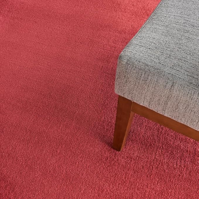 Nourison Essentials 120x168 Rectangle Contemporary Fabric Area Rug in Brick Red
