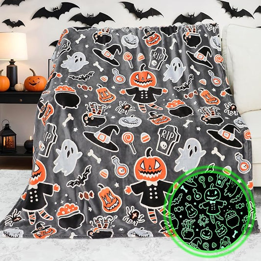 Blanket Glow in The Dark Blanket Pumpkin Halloween Decorations Cute