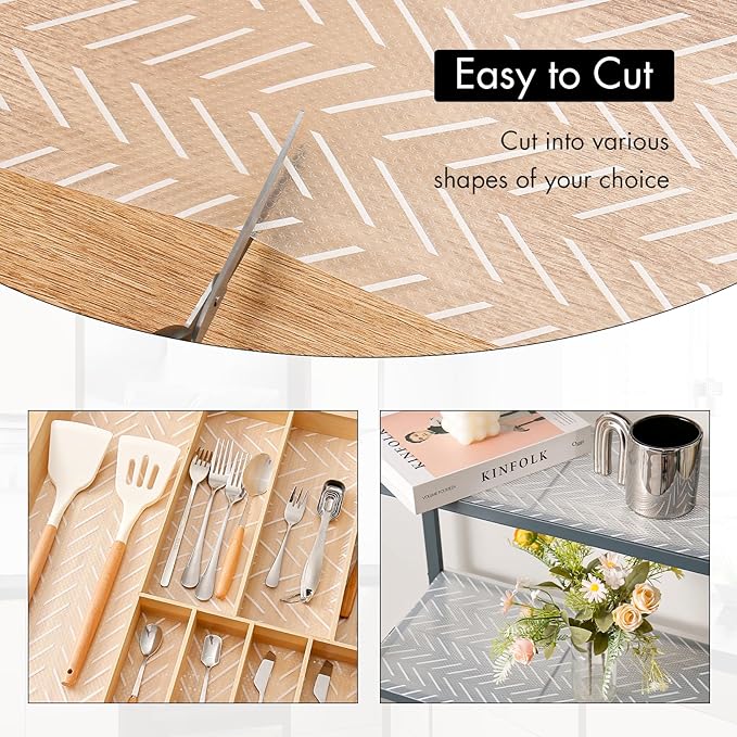 Cooyes Shelf Liner – Non-Slip Shelf Liners for Kitchen Cabinets – Waterproof Shelf Paper with Modern Pattern – Durable EVA Cabinet Liners