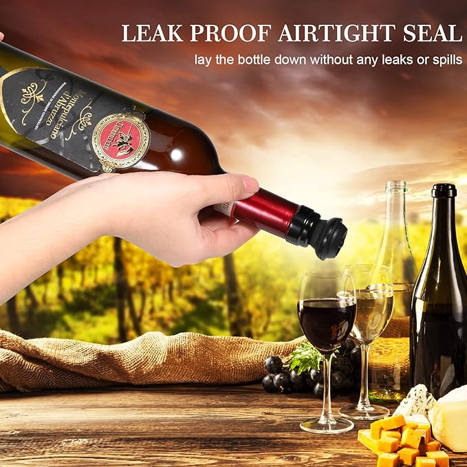 Honoson Wine Stopper Resealable Wine Pump Vacuum Stoppers Vacuum Wine Stopper Silicone Wine Saver Stoppers Practical Wine Saver Stoppers for Kitchen Supplies Wine Bottle Tools (Black, 100 Pieces)