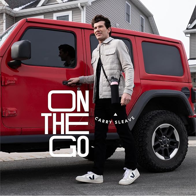 Insulated Water Bottle with Straw and Handle 22 oz-Stainless Steel Water Bottles with Straw, Dual Cap Function & Sleeve, Keeps Drinks Hot Up to 12 Hours & Cold Up to 24 Hours (Cotton Candy)