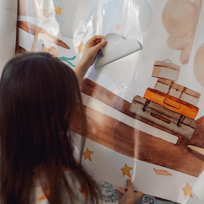 Large Airplane Wall Decals for Kids by Lipastick - 89 pcs Premium Kids Wall Stickers Aircrafts - Creative Nursery Wall Decal - Plane Vinyl Wall Decals for Baby Nursery Children Room Bedroom XXL Size