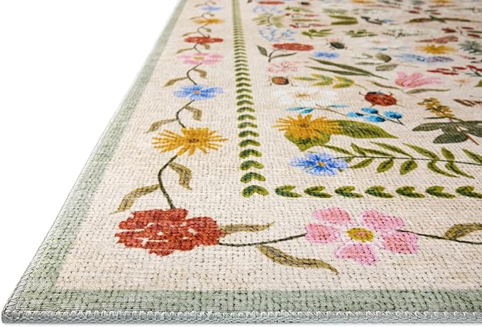 Loloi Rifle Paper Co. Canopy Collection CNP-04 Cream/Multi 5'-0" x 5'-0" Round Accent Rug