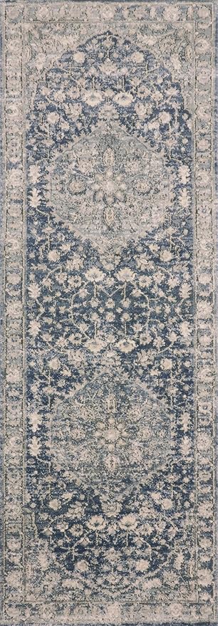 Loloi Teagan Collection 7'-11" x 10'-6" Area Rug in Denim/Mist - Large, Soft Neutral Rug, High-Traffic for Living Room, Bedroom, Home Office, Dining Area