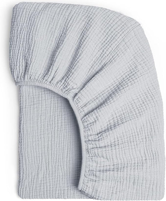 Lulumoon Muslin Crib Sheet Fitted Crib Mattress Sheet for Boys and Girls, 28"x 52" Mist Blue