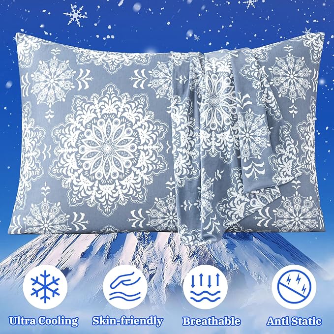 Cooling Pillow Cases for Hot Sleepers - Double Side Arc-Chill Q-Max>0.5 Cooling Fiber Cool Pillow Cases 2 Pack - Breathable Soft Cold Pillow Cases with Hidden Zipper (20" x 36")