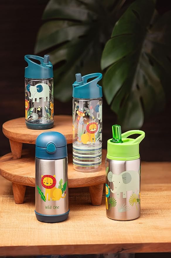Stephen Joseph, Kids Sip and Snack Water Bottle, 12 oz Tritan BPA Free, Drink and Snack Water Bottle for Girls & Boys, Back to School Water Bottle, Zoo
