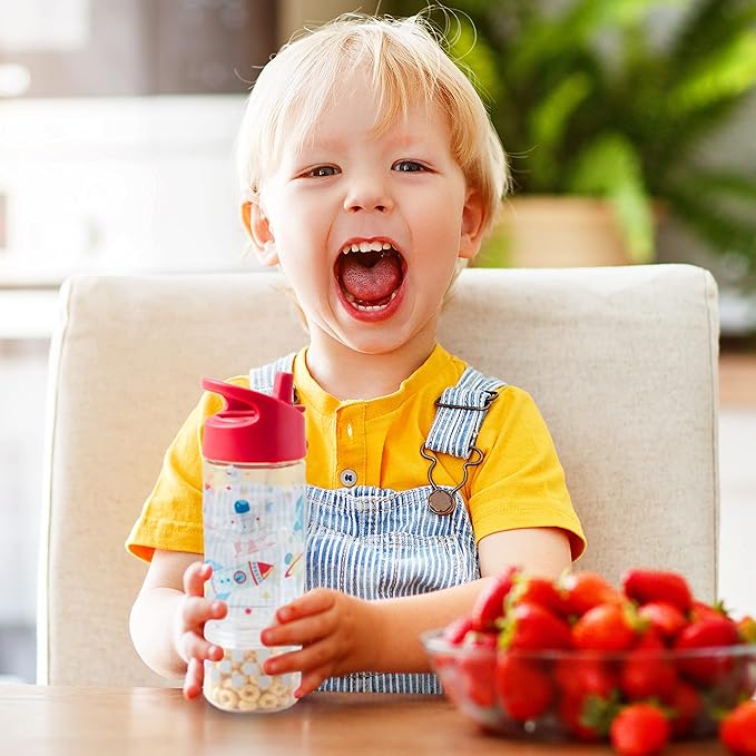 Stephen Joseph, Kids Sip and Snack Water Bottle, 12 oz Tritan BPA Free, Drink and Snack Water Bottle for Girls & Boys, Back to School Water Bottle, Zoo