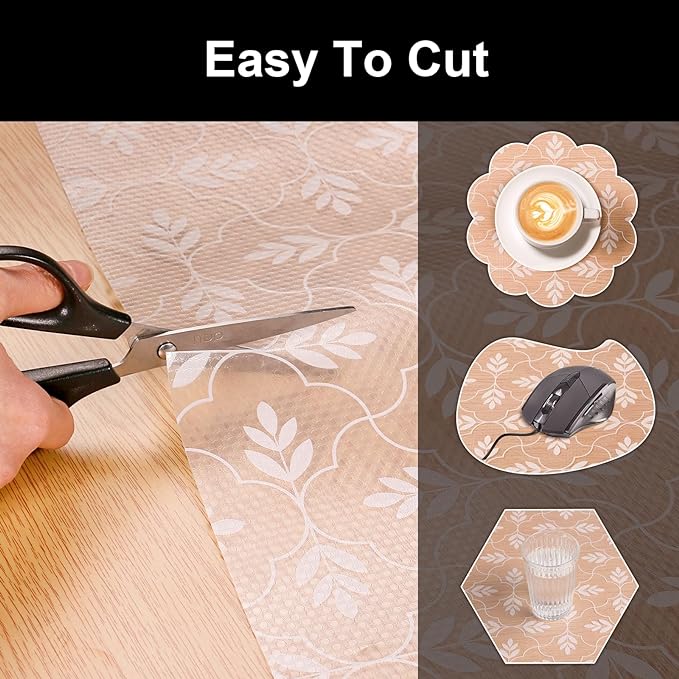 Cooyes Shelf Liner Drawer Liners, Shelf Liners for Kitchen Cabinets, Non Adhesive Cabinet Liner, EVA Waterproof Non-Slip Refrigerator Liners for Kitchen, Drawer (Transparent, 11.8 in x 30ft)