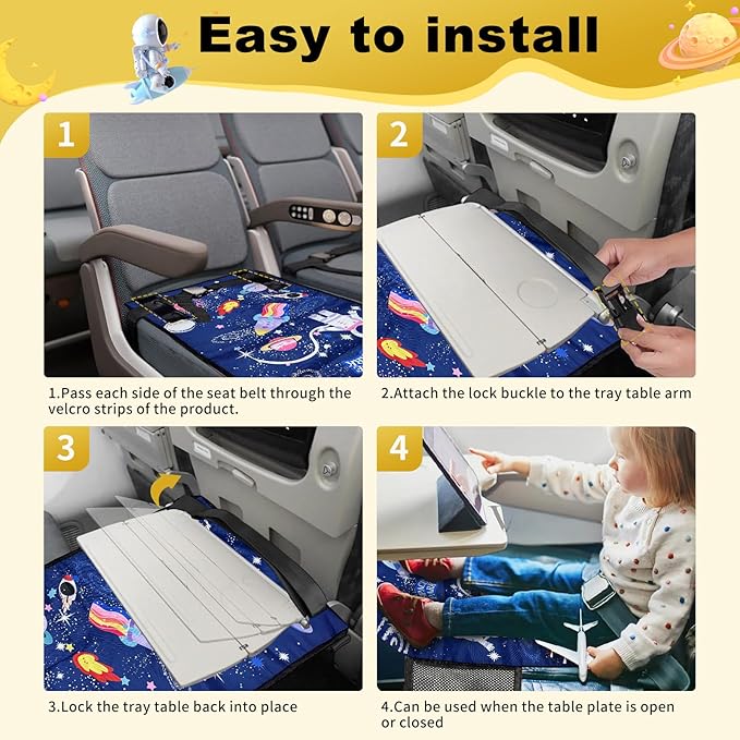 Airplane seat Extender for Kids,Airplane Bed for Toddler,Toddler Airplane Travel Essentials-Portable Toddler Travel Plane Bed, Toddler Airplane Bed Must Haves for Kids Baby