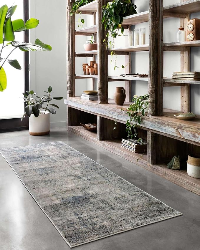 Loloi Teagan Collection 9'-9" x 13'-6" Area Rug in Denim/Slate - Large, Soft Neutral Rug, High-Traffic for Living Room, Bedroom, Home Office, Dining Area