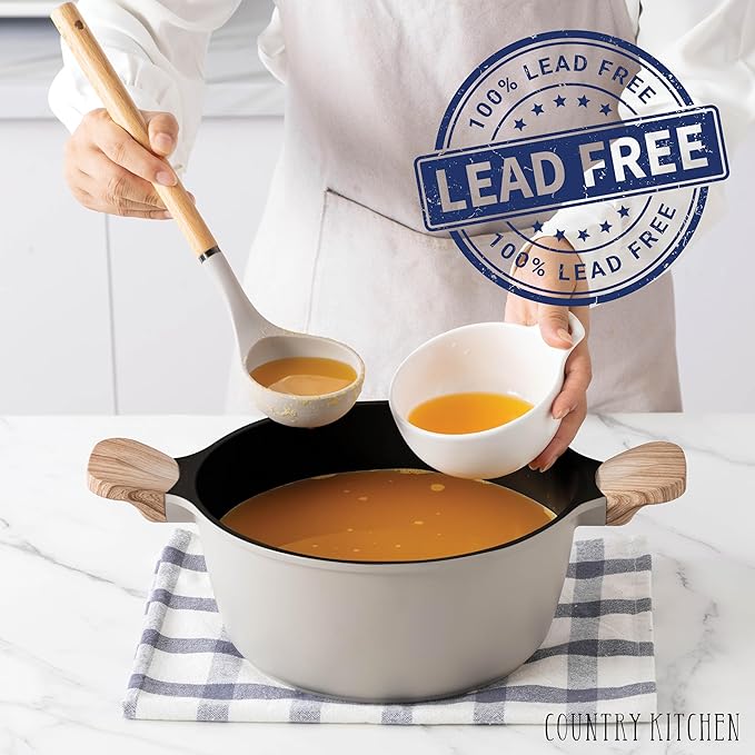 Country Kitchen Pots and Pans Set Nonstick, Cast Aluminum Kitchen Cookware Set with Utensils, 14 Pcs Non Stick Cooking Set w/Frying Pans & Saucepans