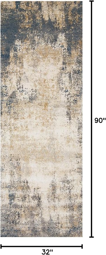 Loloi II Teagan Collection TEA-08 Ivory/Mist 2'-8" x 7'-6", .25" Thick, Runner Rug, Soft, Durable, Neutral, Woven, Low Pile, Non-Shedding, Easy Clean, Living Room Rug