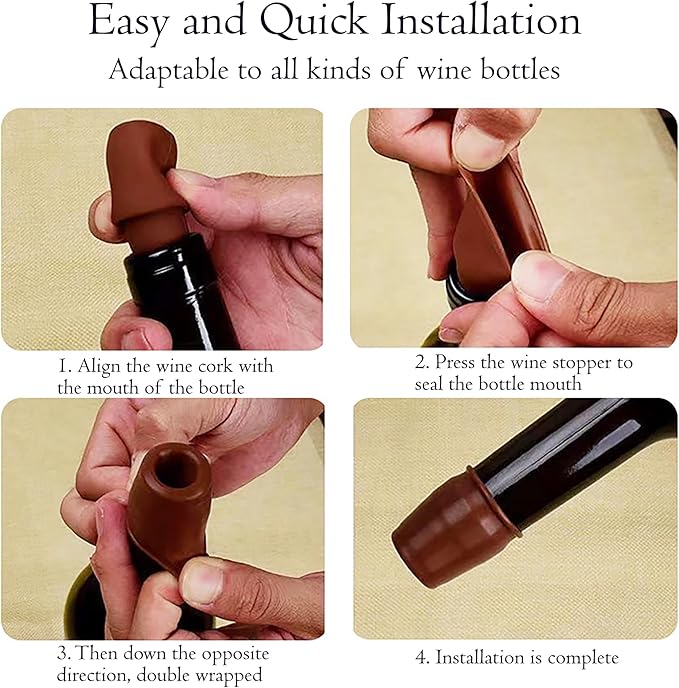 6 Pcs Silicone Wine Stopper, Reusable Wine Stoppers, Wine Bottle Cover Caps to Keep Wine Fresh, for Wine Bottles Beer Beverage Champagne Bottle Sealer