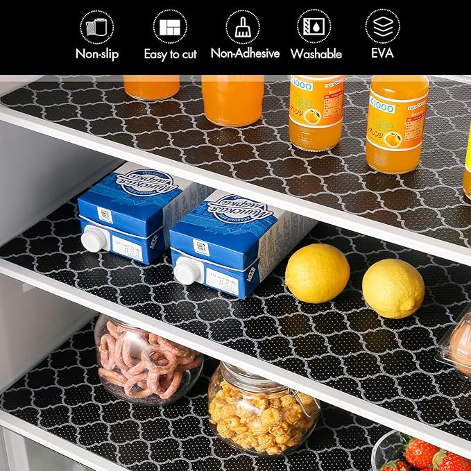Cooyes Shelf Liner – Non-Slip Shelf Liners for Kitchen Cabinets – Waterproof Shelf Paper with Modern Pattern – Durable EVA Cabinet Liners
